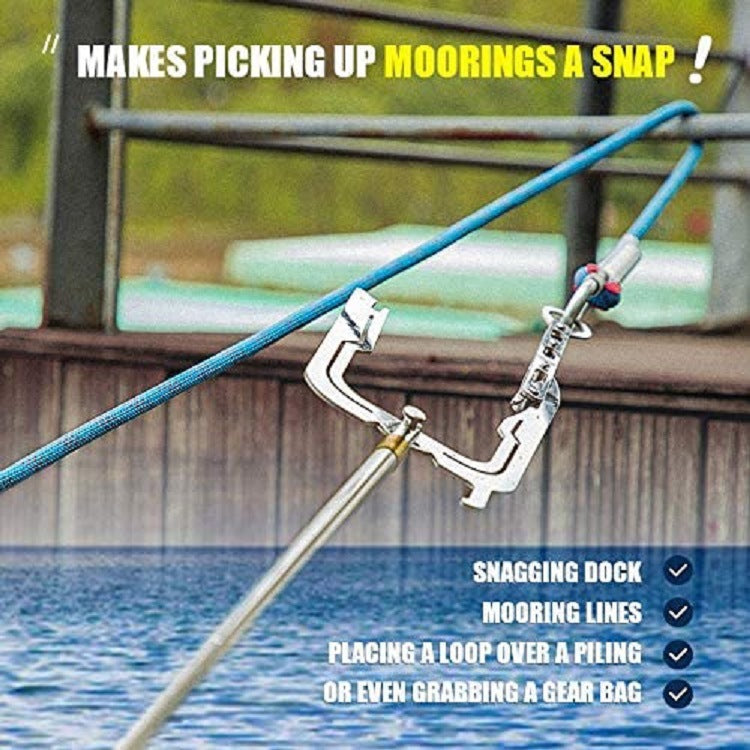Boat Hook U-Shaped Mooring Rope Simple Long-Distance Threader Dock Hook Multi-Purpose Base Hook